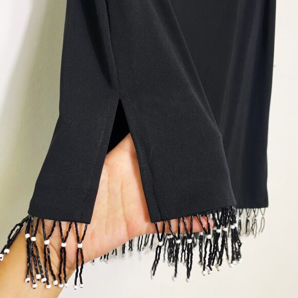 Vintage Cache Womens Size S Black Beaded Fringe Stretch Skirt - Picture 4 of 6